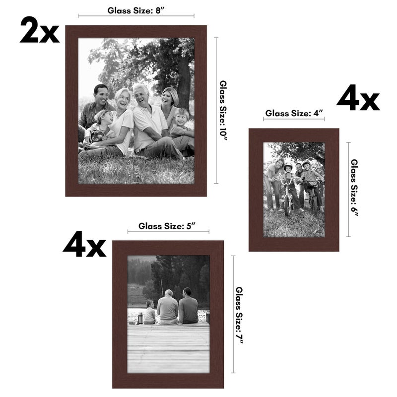 Americanflat Set of 10 Picture Frames with Shatter-Resistant Glass - Gallery Wall Frame Set with Two 8x10, Four 5x7 and Four 4x6 Frames - Signature Collection - Mahogany - Image 2